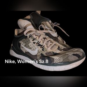 Nike Women's Camouflage Sneakers - Olive and Beige